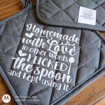 Grey & White: Homemade Love, I licked the Spoon, Pot Holder