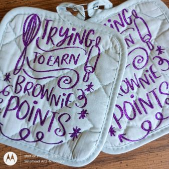 Light Blue, Purple: Earn Brown Points Decorative Pot Holder