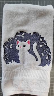 Hand Towel Embroidered Kitty