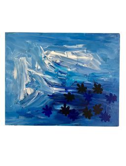 Hand Painted Canvas Art- Blue Waves