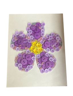 Button Flower Mounted on Paper 