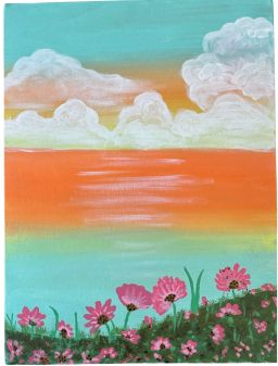 Hand Painted Canvas - Sea Side Flowers 