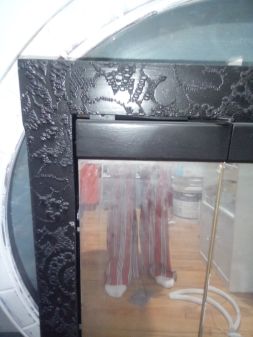 Hand painted lace embossed vanity mirror medicine cabinet 