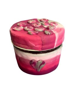 Hand Painted - Pink Glass Love Jar