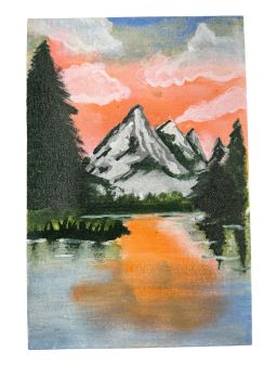 Hand Painted Canvas Art - Mountain Scene